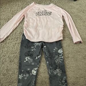 Nike Light Pink Top and Dark Gray Leggings